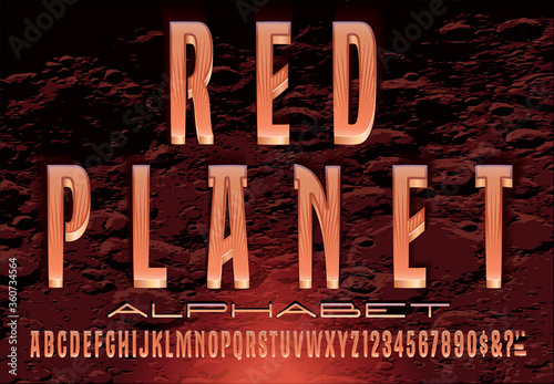 A Bold and Cinematic Condensed 3d Typeface Suggestive of the Planet Mars, Space Travel, and Science Fiction