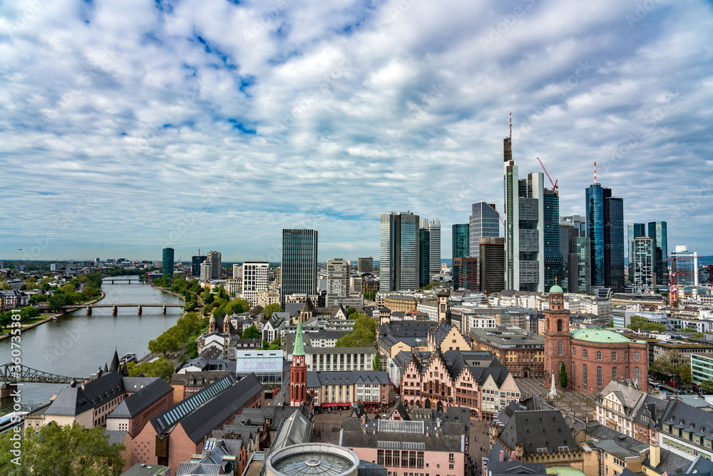 Skyscapers in center of Frankfurt, Germany.