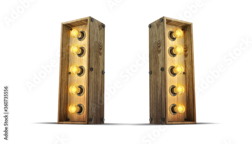 Fototapeta Naklejka Na Ścianę i Meble -  Wood alphabet light bulb 3d rendering illustration with clipping paths.