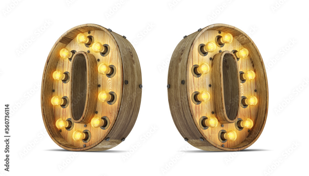 Fototapeta premium Wood alphabet light bulb 3d rendering illustration with clipping paths.