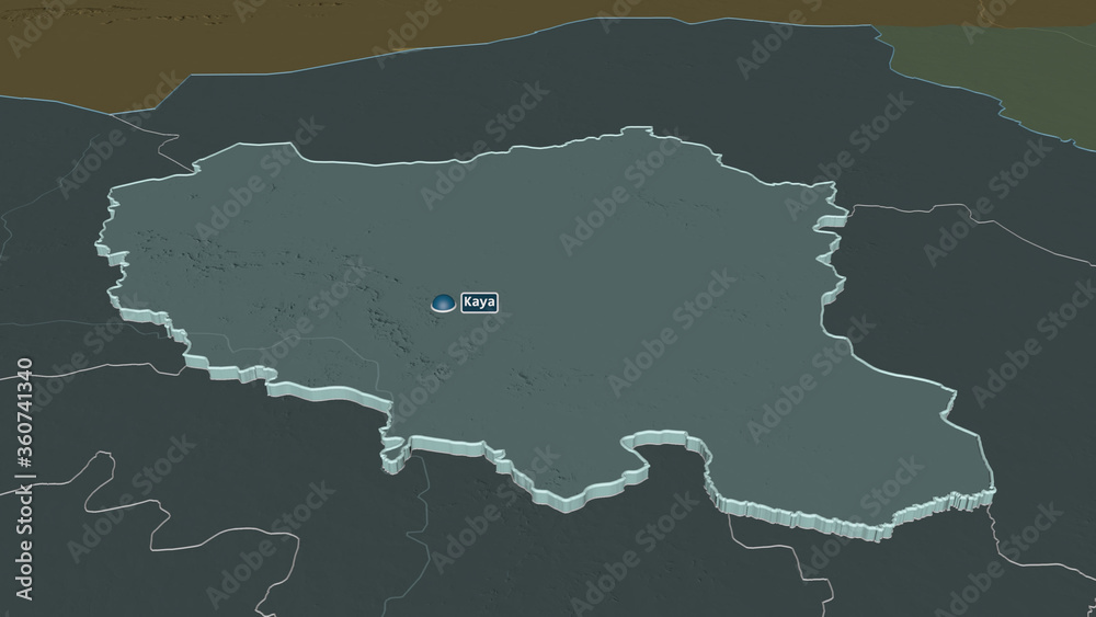 Centre-Nord, Burkina Faso - extruded with capital. Administrative Centre-Nord, Burkina Faso - extruded with capital. Administrative