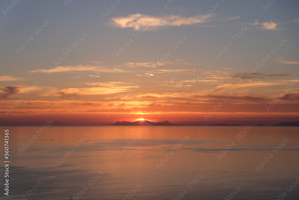 Sun setting over the sea