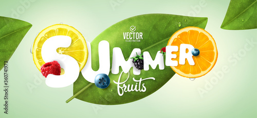 Vector realistic summer fruits composition