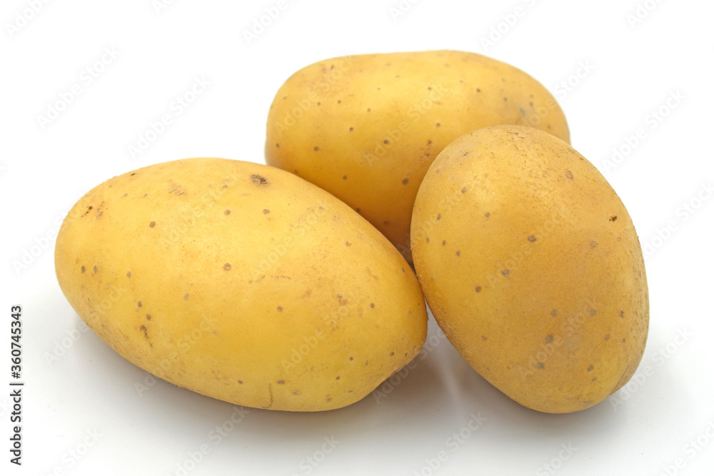 organic fresh raw potatoes on white background organic fresh raw potatoes on white background