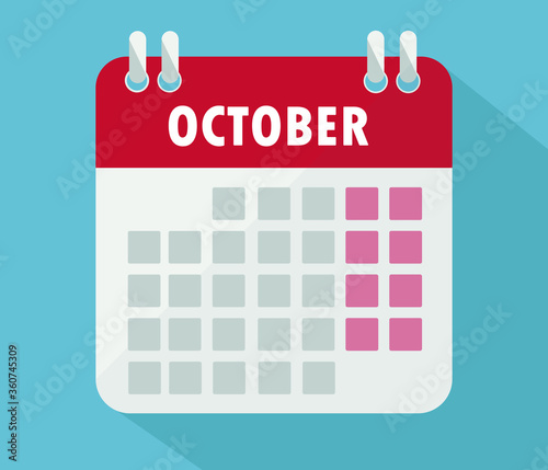 October calendar. Vector, Calendar, poster, graphic.