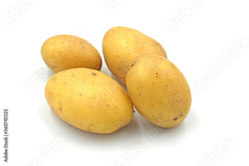 organic fresh raw potatoes on white background