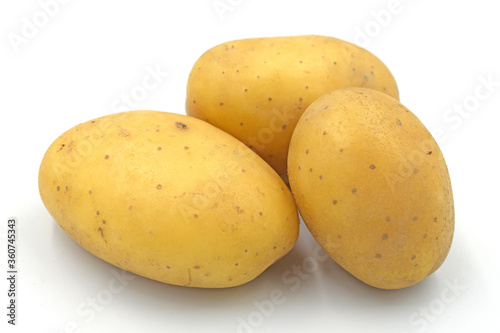organic fresh raw potatoes on white background