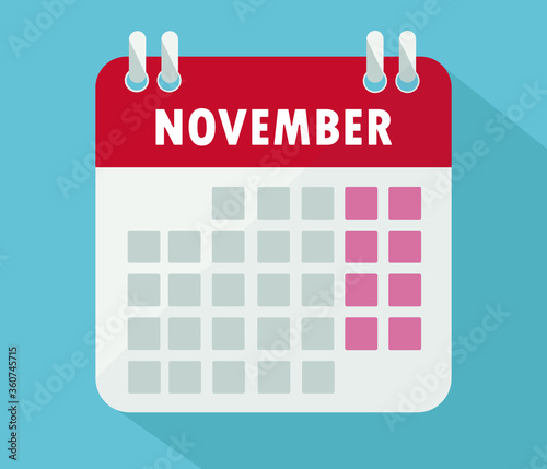 November calendar. Vector, Calendar, poster, graphic.