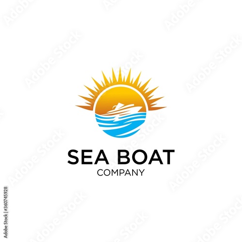 Sunset With Beach Logo Design