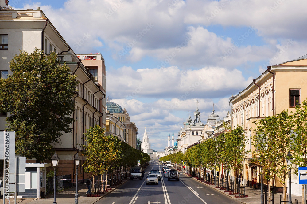 Kazan, Russia - September 4, 2019. Kremlin street. Main street in the historic city center.