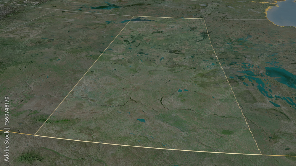 Saskatchewan, Canada - outlined. Satellite