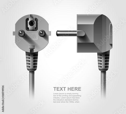 3D vector electrical plug, Realistic object clipart, Vector illustration Eps 10