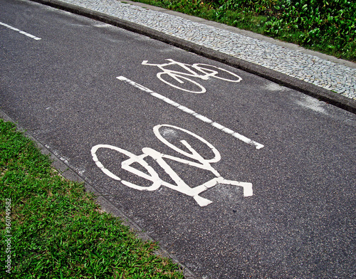 Bike symbol on bicycle path, Barra da Tijuca, Rio