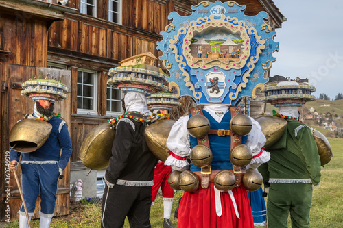 Silvesterchlausen or New Year’s Mummers Processions. Its part of the Silvesterchlausen tradition of greeting for the New Year in the Canton of Appenzell, Switzerland photo