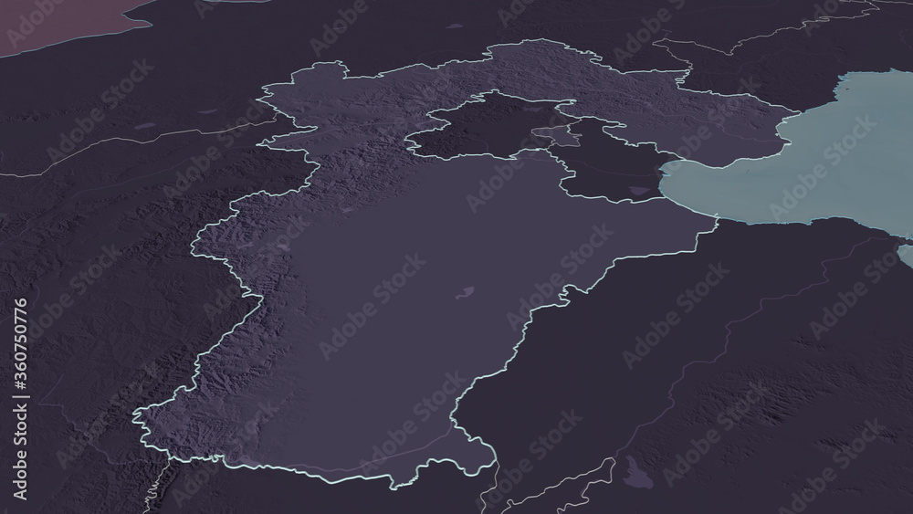 Obraz premium Hebei, China - outlined. Administrative