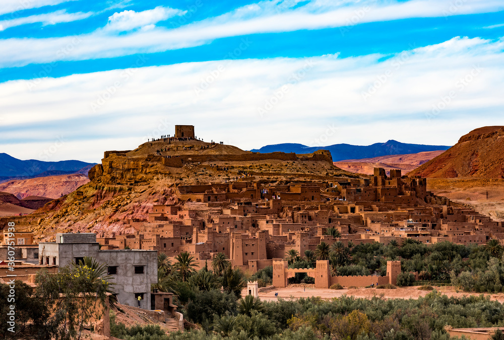 Ait benhaddou kasbah at sunset in Ouarzazate, Morocco