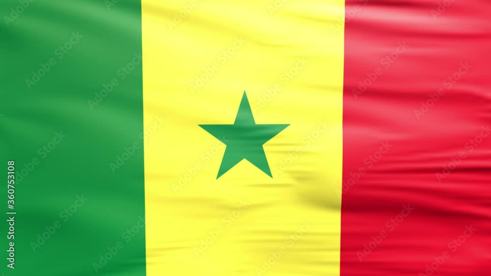 Waving flag. National flag of Senegal. Realistic 3D animation