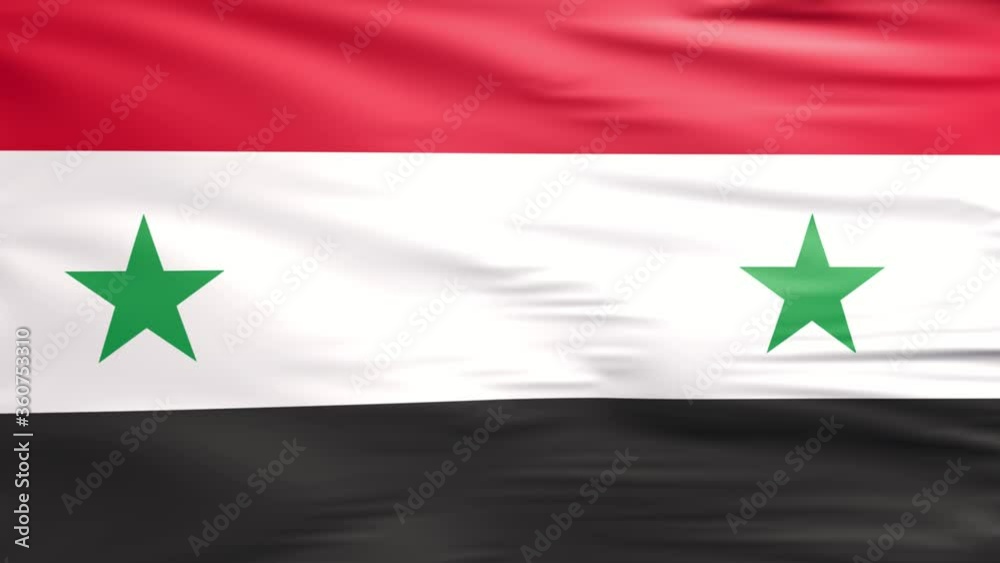 Waving flag. National flag of Syria. Realistic 3D animation Waving flag. National flag of Syria. Realistic 3D animation