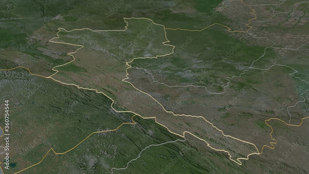 Niari, Republic of Congo - outlined. Satellite