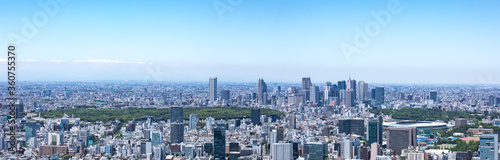 (東京都-風景パノラマ)青空と新宿方面風景３