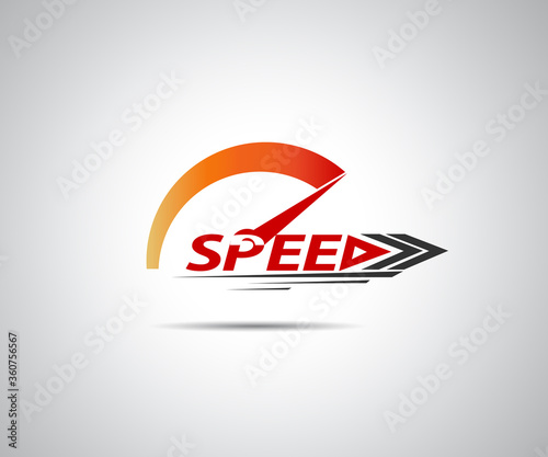 Speed, vector logo racing event, with the main elements of the modification speedometer