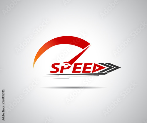 Speed, vector logo racing event, with the main elements of the modification speedometer