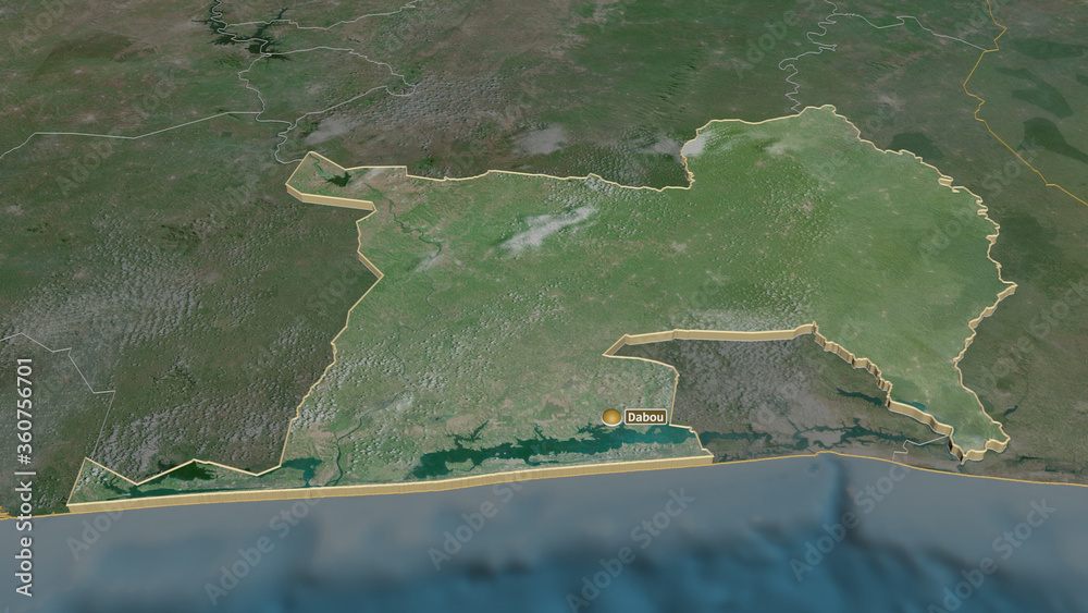 Lagunes, Côte d'Ivoire - extruded with capital. Satellite