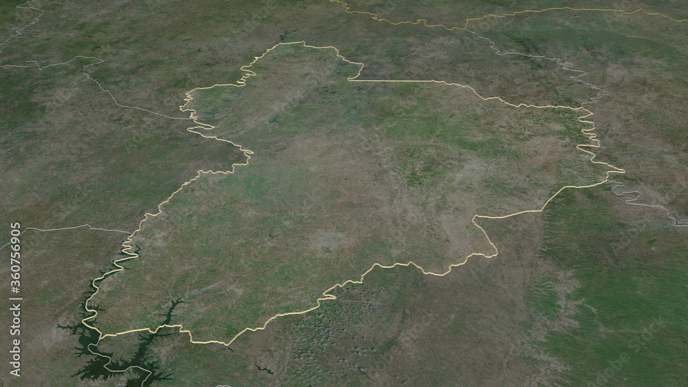 Vallée du Bandama, Côte d'Ivoire - outlined. Satellite