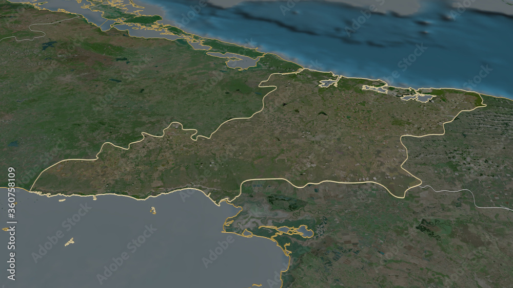 Las Tunas, Cuba - outlined. Satellite