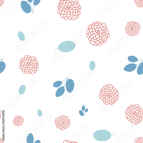 Seamless pattern with flowers and leaves