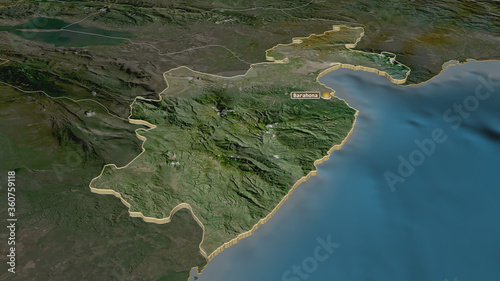 Barahona, Dominican Republic - extruded with capital. Satellite