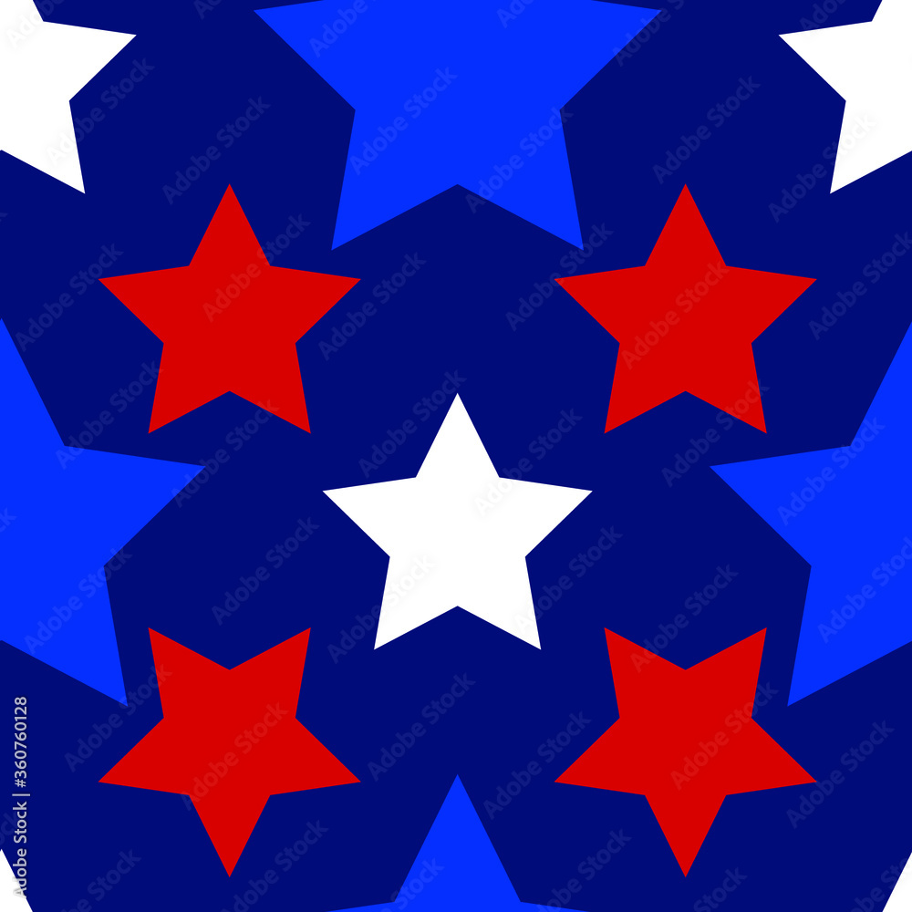 Fourth of July Seamless Vector Pattern Perfect Red White and Blue Stars Perfect for Surfaces