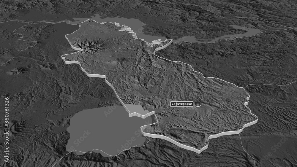 Cuscatlán, El Salvador - extruded with capital. Bilevel Cuscatlán, El Salvador - extruded with capital. Bilevel
