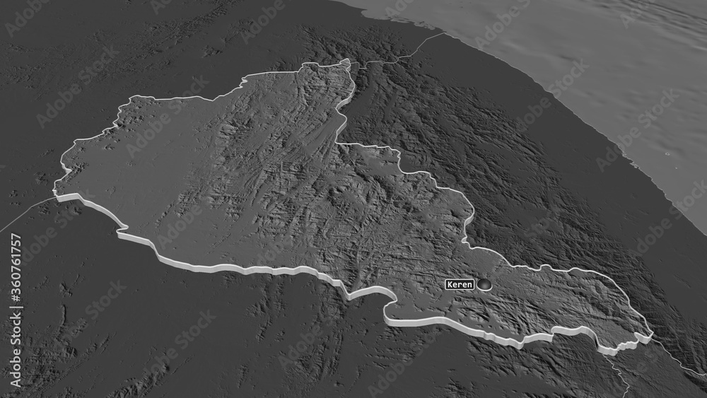 Anseba, Eritrea - extruded with capital. Bilevel Anseba, Eritrea - extruded with capital. Bilevel