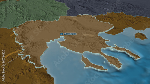Central Macedonia  Greece - extruded with capital. Administrative