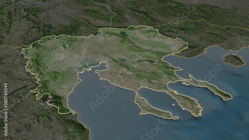 Central Macedonia, Greece - outlined. Satellite