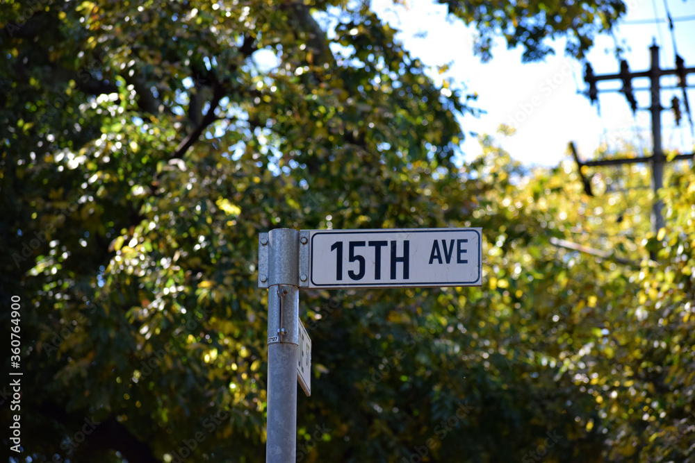 Fifteenth/15th Avenue road sign/street name