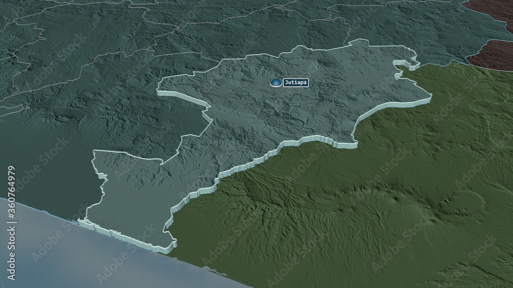 Jutiapa, Guatemala - extruded with capital. Administrative Jutiapa, Guatemala - extruded with capital. Administrative