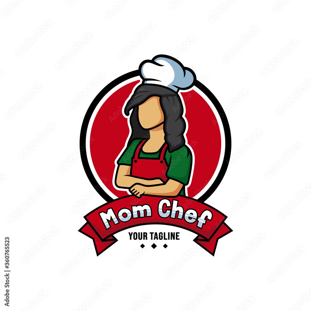 Mom chef cartoon character logo vector. Chef logo mascot illustration.  Stock Vector | Adobe Stock