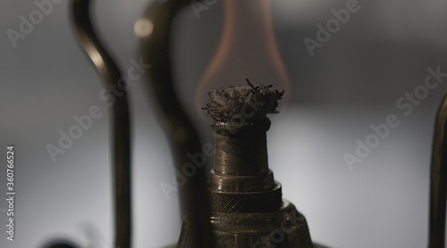 Turkish coffee stove close up on fire