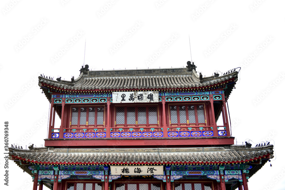 Qinhuangdao, Hebei Province, China - July 7, 2018: the magnificent Chenghai tower landscape at the starting point of the great wall of Shanhaiguan, Qinhuangdao Qinhuangdao, Hebei Province, China - July 7, 2018: the magnificent Chenghai tower landscape at the starting point of the great wall of Shanhaiguan, Qinhuangdao