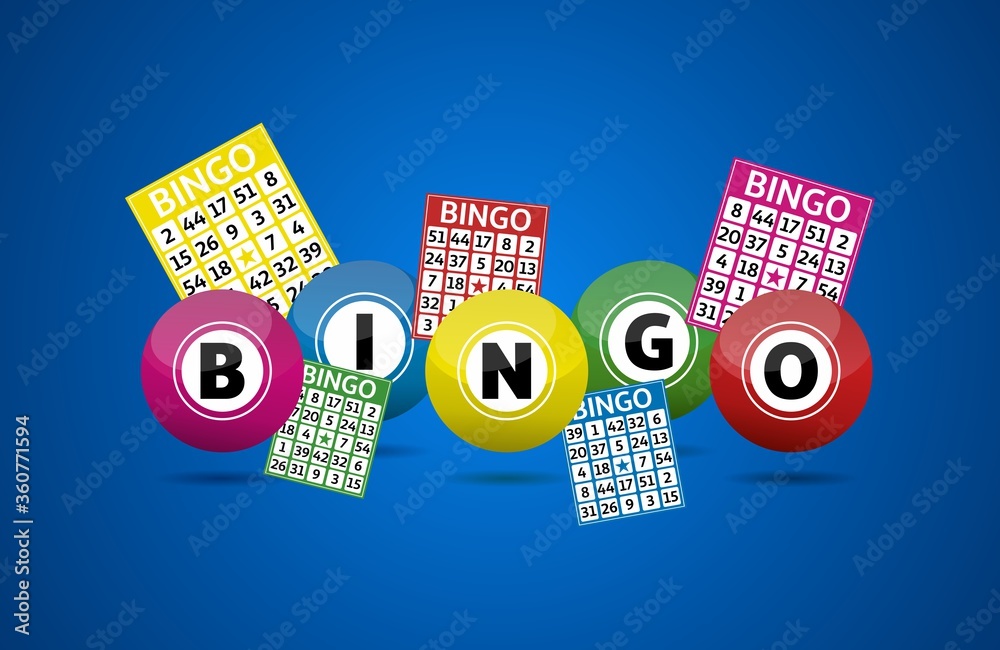 Bingo lottery balls and bingo cards concept vector illustration Stock