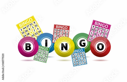Bingo lottery balls and bingo cards concept vector illustration