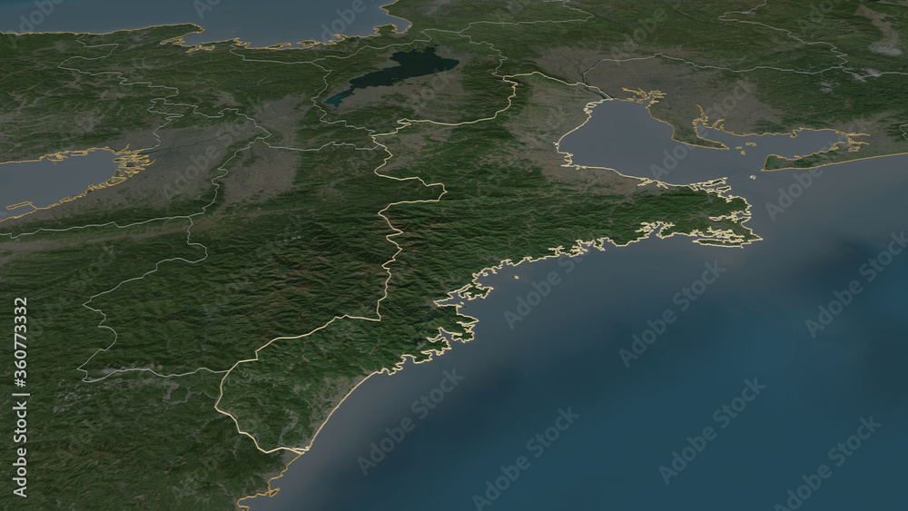 Fototapeta premium Mie, Japan - outlined. Satellite