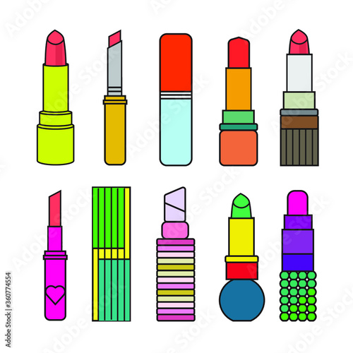 A set of vector contour lipstick