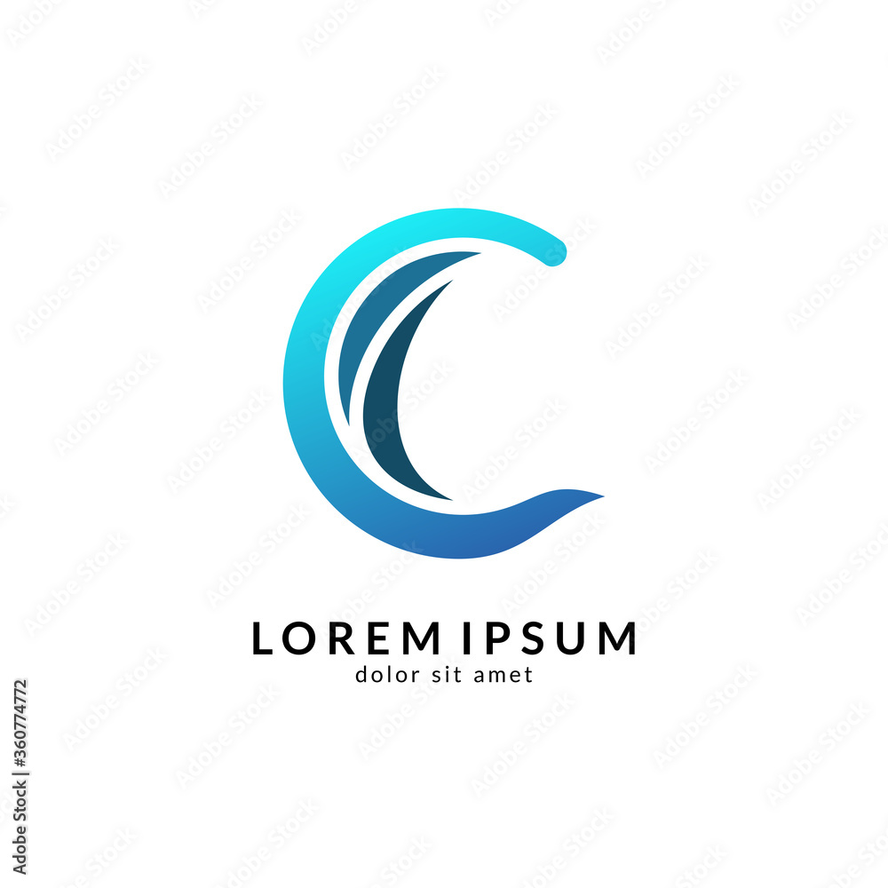 Wave letter c logo vector, c letter mark, initial letter c business name Wave letter c logo vector, c letter mark, initial letter c business name