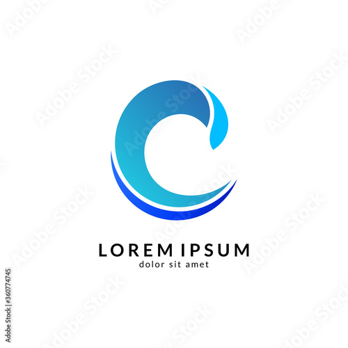 Wave letter c logo vector, c letter mark, initial letter c business name 