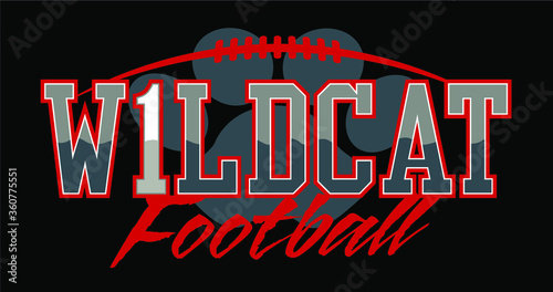 wildcat football team design with mascot and claw for school, college or league