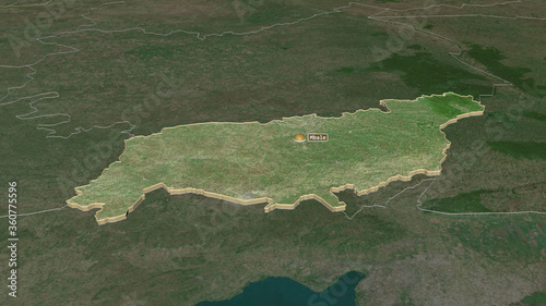 Vihiga, Kenya - extruded with capital. Satellite photo