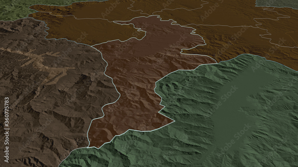 Prizren, Kosovo - outlined. Administrative